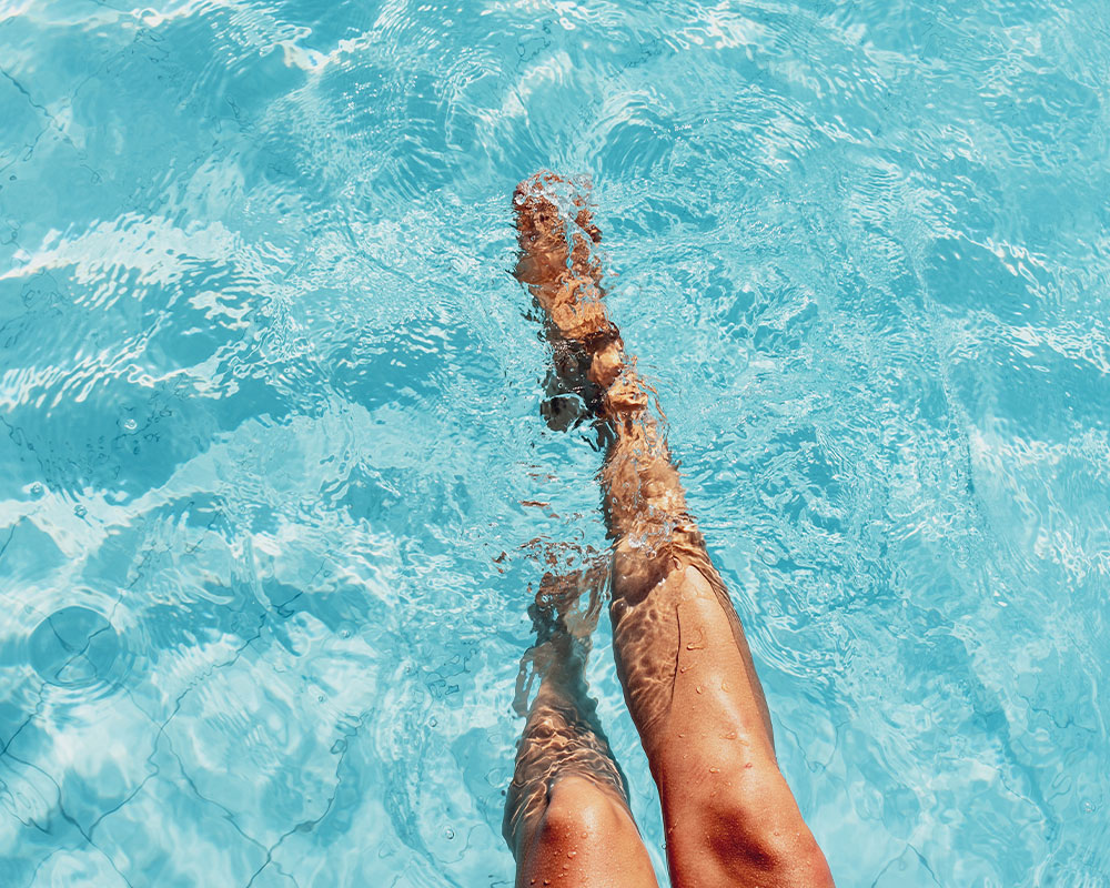 Releaxing Legs in Pool