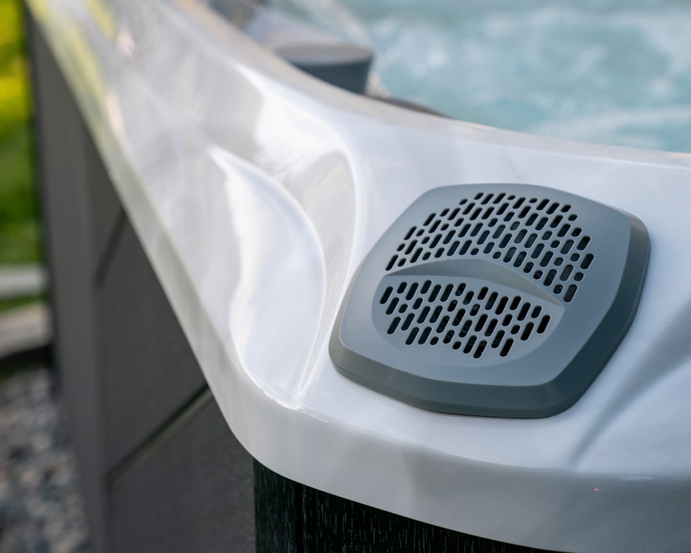 closure shot of hot tub speaker